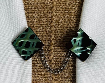Sweater Clips Square Sweater Clip Chain Cardigan Clip Dress Clip Sweater Guard Green Clip Black Cinch Clip Unique Birthday Gift for Her