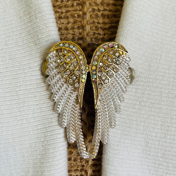 Sweater Clips Angel Wings Sweater Clip Rhinestone Clips Cardigan Scarf Clips Shawl Clasps Gift Gifts for Her by Fabulici