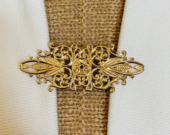 Pinzas para suéter con diseño de flores doradas, hojas y estrellas, broche para cárdigan, broche para suéter, broche para bufanda, joyería de filigrana, regalo para ella de Fabulici