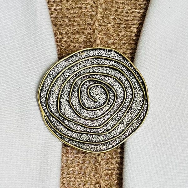 Silver Gold Spiral Medallion Cardigan Clasp Minimalist Sweater Clip Vortex Sweater Clips Dress Clip Birthday Gift for Her by Fabulici