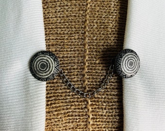 Sweater Clips Button Sweater Clip Round Chain Cardigan Clip Chained Guard Cinch Clip Birthday Gift for Mom Gift for Her by Fabulici