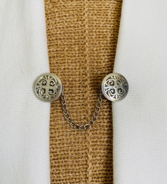 Sweater Clips Silver Chain Celtic Sweater Clip Cardigan Clip Kimono Clasps  Silver Sweater Clasp Gift for Mom Gifts for Her by Fabulici