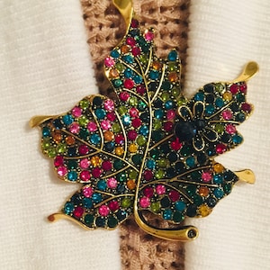 Copper Brooch, Sweater Pin, Sweater Clip Brooch, Cloak Clip, Leaf