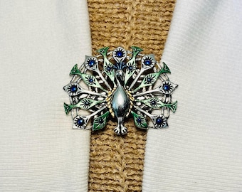Sweater Clips Peacock Sweater Clip Cardigan Clasp Silver Sweater Guard Peacock Feather Pin Gift Gifts for Her by Fabulici