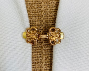 Sweater Clips Gold Scroll Cardigan Clasp Sweater Clip Cosplay Celtic Clasps Cloak Clips Sweater Pins Gift for Mom Gifts for Her by Fabulici