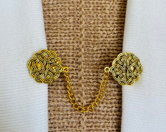 Sweater Clips Gold Chain Knot Sweater Clip Cardigan Clip Kimono Clasps Gold Sweater Clasp Celtic Gift for Mom Gifts for Her by Fabulici