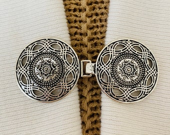 Sweater Clips Silver Medallion Celtic Cardigan Clasp for Sweater Clip Gift for Mom Kimono Clips Birthday Gift for Her by Fabulici
