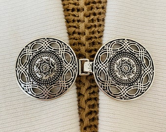 Sweater Clips Silver Medallion Cardigan Clasp Sweater Clip Southwestern Jewelry Kimono Clips Dress Clips Birthday Gift for Her by Fabulici