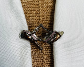 Pince à pull vintage, pince à chaussures/cardigan pour fermeture de pull, pince à cordon, pince à pull ornée de strass, cadeau d'anniversaire pour maman, cadeau pour elle