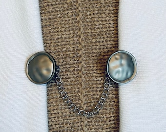 Sweater Clips Simple Minimalist Chain Cardigan Sweater Clip Fashion Silver Matte Style Button Jewelry Gift Gift for Her by Fabulici
