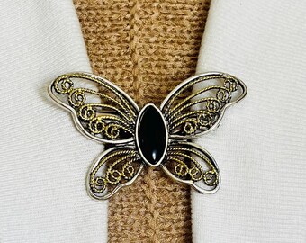 Sweater Clips Black Butterfly Sweater Clip for Cardigan Clasp Dress Clip Shirt Clip Insect Jewelry Gift Birthday Gift for Her by Fabulici