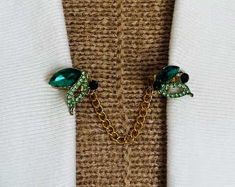 Pinzas para suéter, pinzas florales para suéter, pinzas retro vintage para cárdigan, broche para capa, pinza verde, regalo de cumpleaños para mamá, regalo para ella
