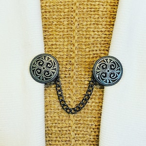 Sweater Clips Black Pewter Celtic Sweater Clip Cardigan Clip Kimono Clasps Chain Sweater Clasp Gift for Mom Gifts for Her by Fabulici