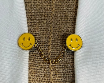 Sweater Clips Smiley Sweater Clip Cardigan Smile Chain Clasp  Dress Cinch Clip Vintage Cloak Fastener Birthday Gift for Her Gifts under 20