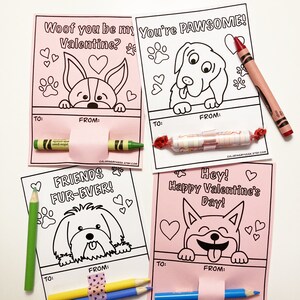 Schattige honden afdrukbare Valentijnskaarten, 4 verschillende honden, DIY Valentijnsdag, afdruk, PDF en PNG Instant Download