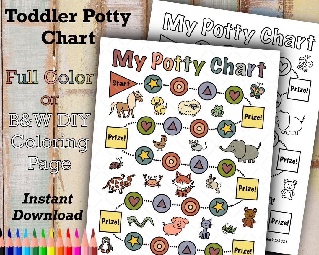 Printable Toddler Potty Chart, Reward for Potty Training, Full Color ...