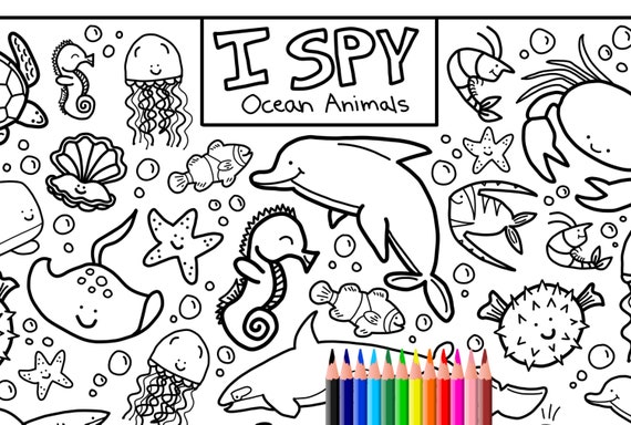 Buy I Spy Ocean Animals Coloring Page Printable Download Online in India -  Etsy