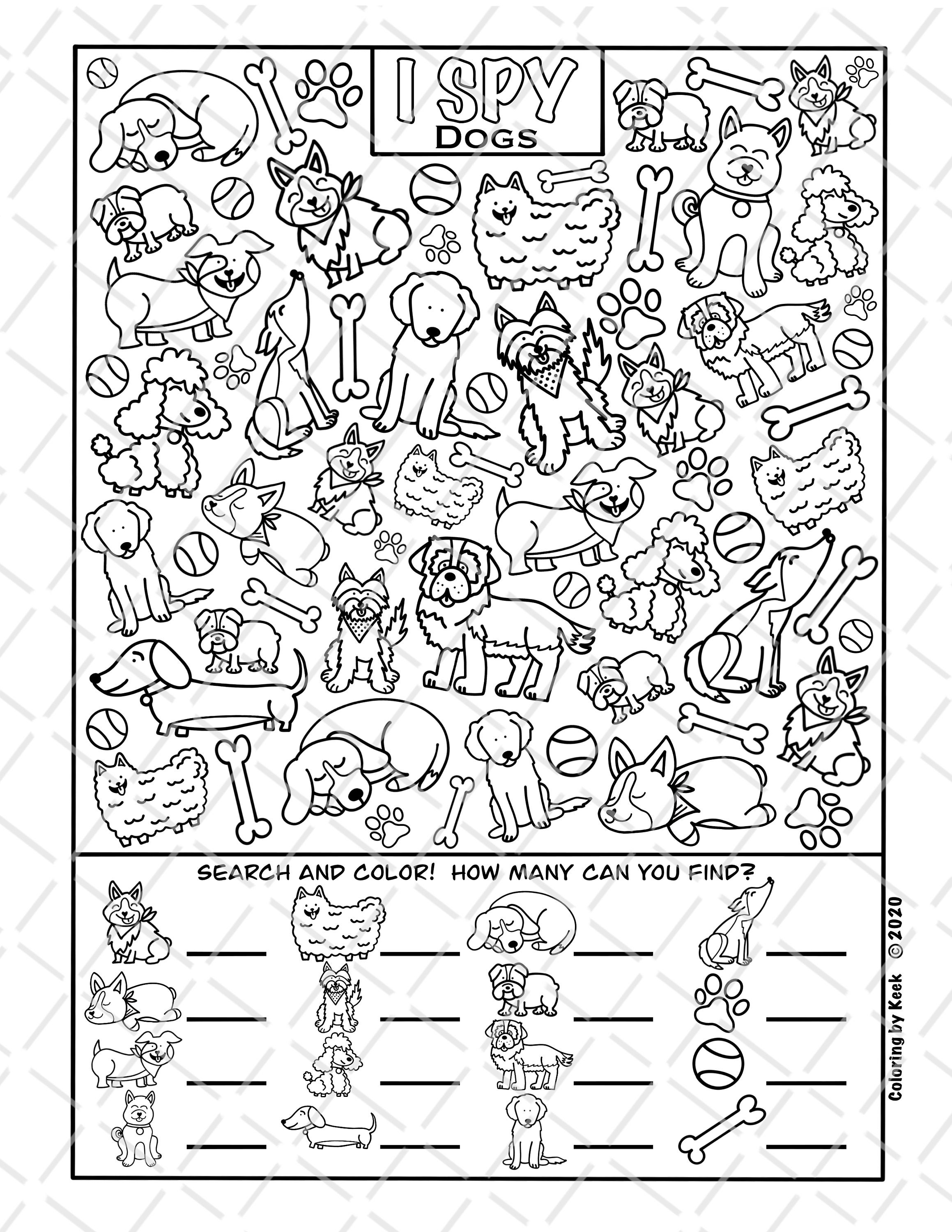 I Spy Dogs Coloring Page Printout Download Colouring Search And 