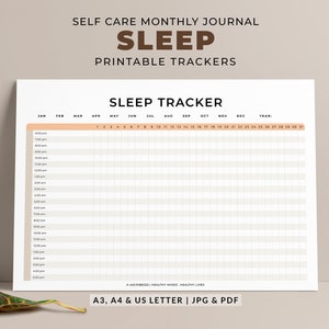 Schlaf tracker | Selbstpflege | Mental Wellness Journal | A3, A4 & US Letter | Planereinlagen | Digitaldruckbare | Hohe Auflösung 300DPI