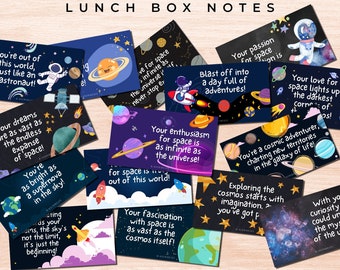 Space Lunch Box Notes - Set of 30 | Printable Lunchbox Notes | Positive Affirmation, Motivational, Fun, Love... Notes | JPG, PNG & PDF
