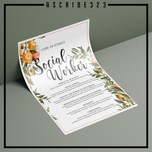 Social Worker Code of Ethics Print, Medical Social Worker, Case Manager ...