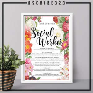 Social Worker Code of Ethics, Social Work Gift, Social Worker Poster ...