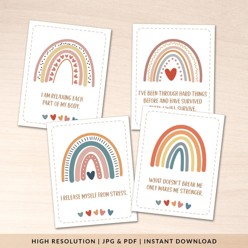 Set of 30 Anxiety - Affirmation Printable Cards | Self Love | Positive ...
