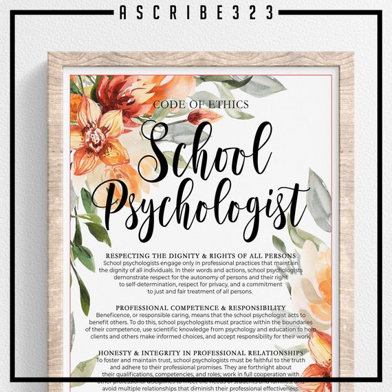 School Psychologist Code of Ethics Psychologist Poster Wall Etsy