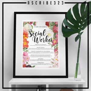 Social Worker Code of Ethics, Social Work Gift, Social Worker Poster ...