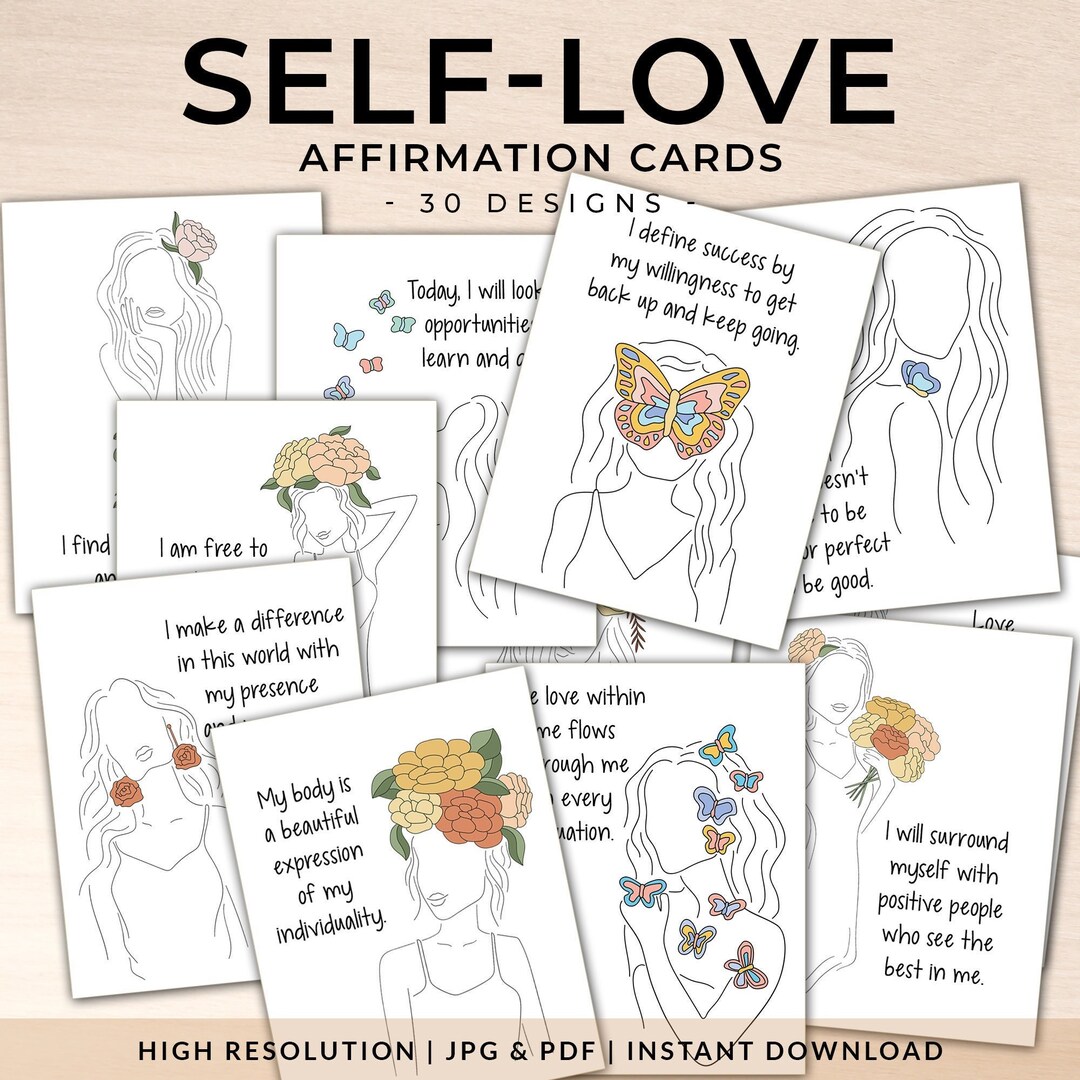 Set of 30 Self Love - Affirmation Printable Cards | Self Love ...