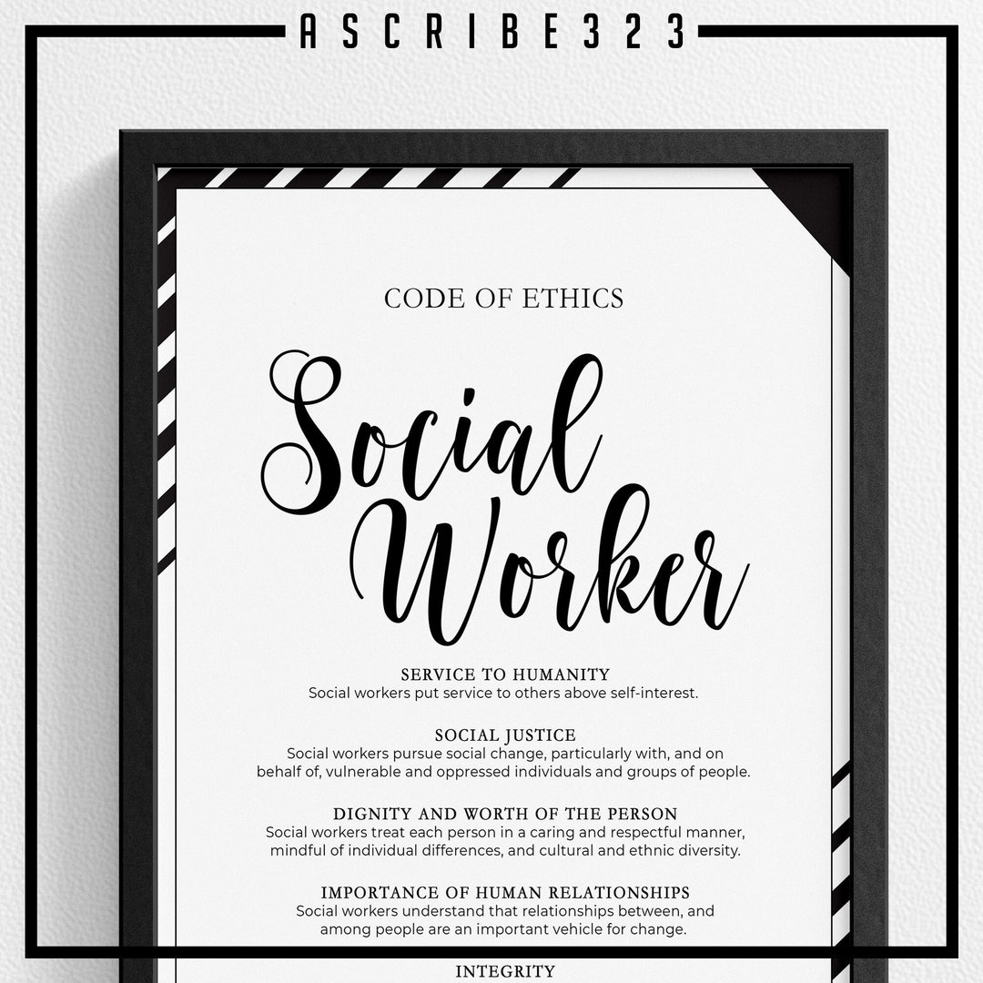 Social Worker Code of Ethics Minimalist Print, Medical Social Worker ...
