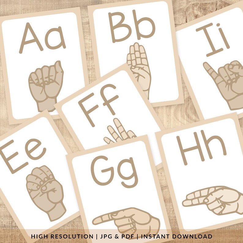 American Sign Language Alphabet Flashcards, ASL, Classroom Alphabet ...