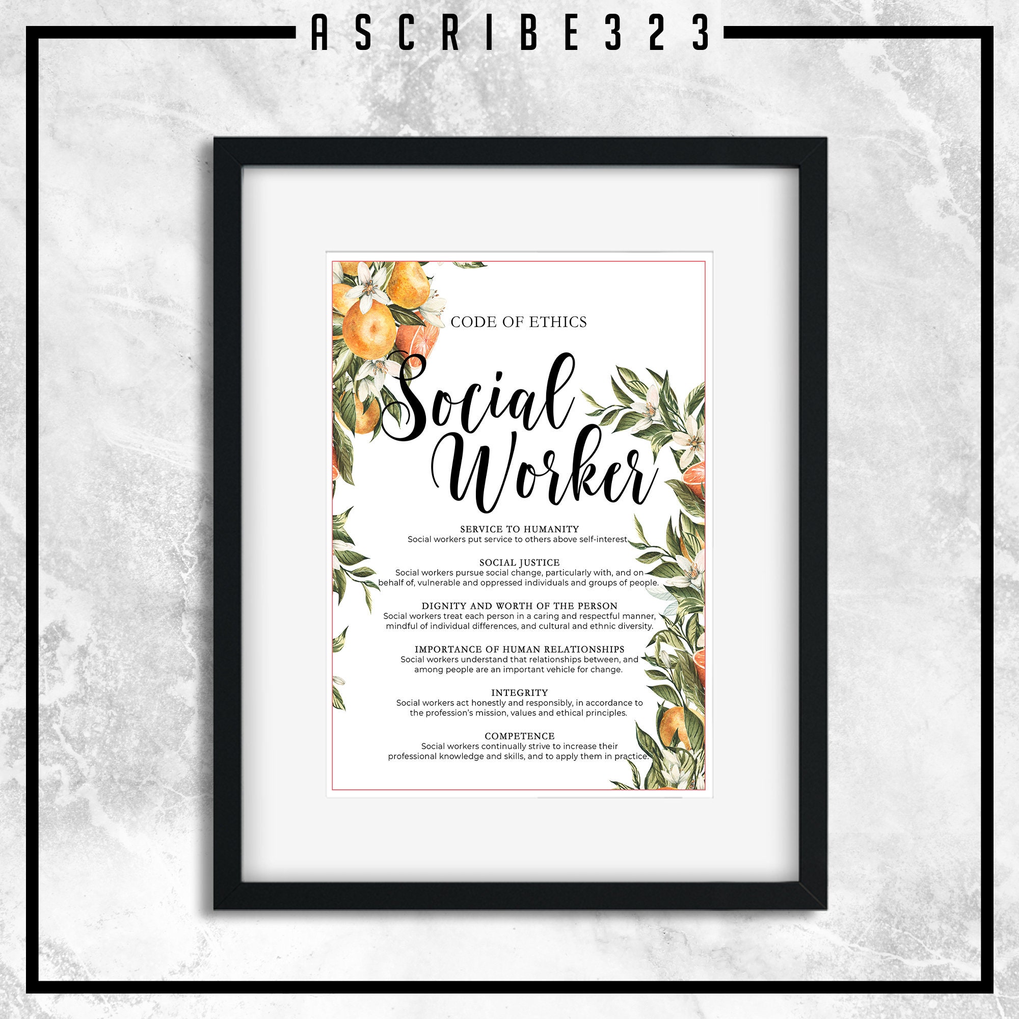 Social Worker Code of Ethics Print Medical Social Worker - Etsy