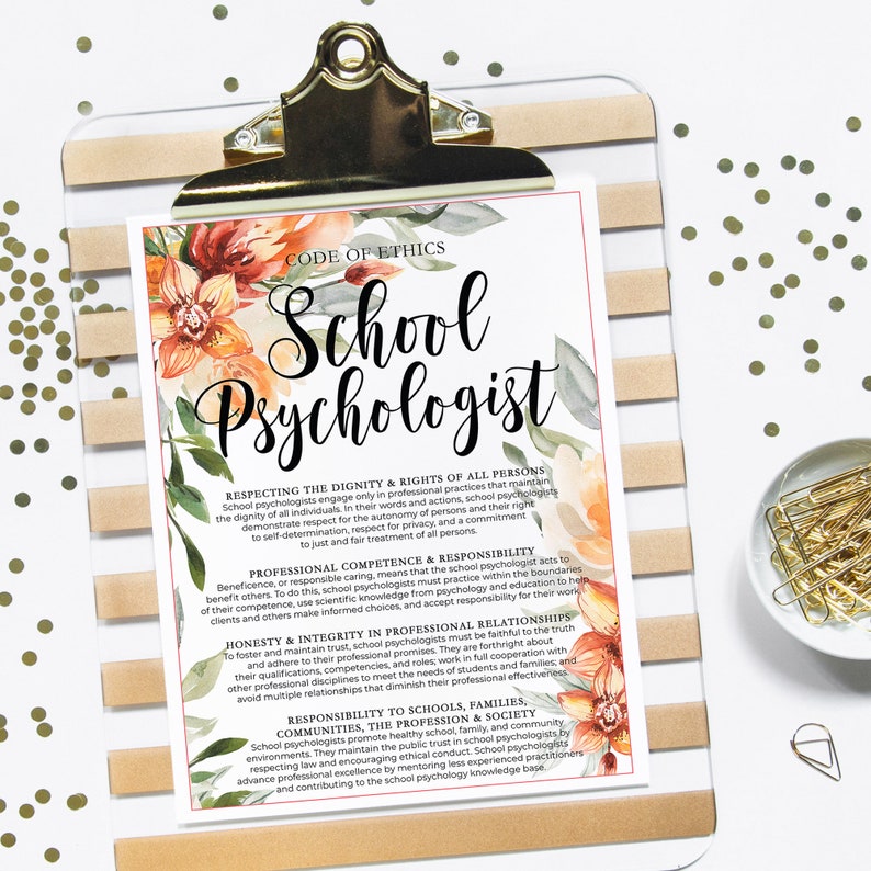 School Psychologist Code of Ethics, Psychologist Poster, Wall Art