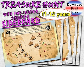 Kids Treasure Hunt Scavenger Hunt With Map Birthdays Games | Etsy