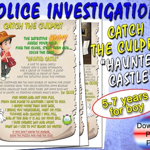 Mystery games for Kids, Police Investigation, birthdays games, pdf treasure hunts, printable police investigation