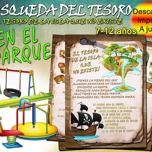 Treasure hunt in the Children&#39;s Park, riddles to print, games for parties and birthdays, PDF open treasure hunt