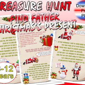 Find father christmas&#39;s present 8-12 years, treasure hunt Kids, christmas games, pdf treasure hunt