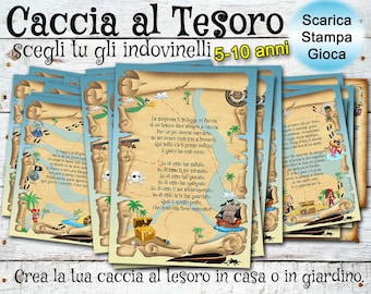Caccia al Tesoro per Bambini, indovinelli da stampare, giochi per feste di compleanno, pdf caccia tesoro per bambini da stampare