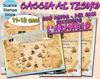 Treasure hunt with map solution wardrobe version children 11-12 years, treasure hunt to print, riddles for children, PDF