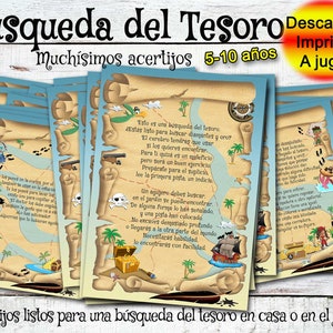 Búsqueda del tesoro para niños, acertijos a imprimir, juegos para fiestas y cumpleaños, PDF búsqueda del tesoro para descargar e imprimir