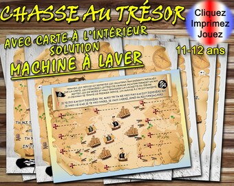 Treasure Hunt with Children&#39;s Card, Washing Machine Solution, Printing Riddles, Party Games, PDF Puzzles