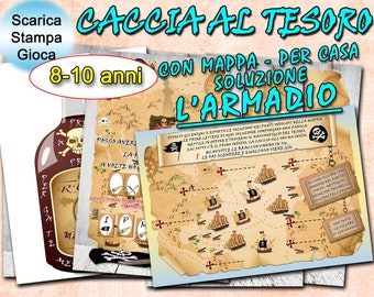 Treasure hunt with map solution wardrobe version children 8-10 years, treasure hunt to print, riddles for children, PDF