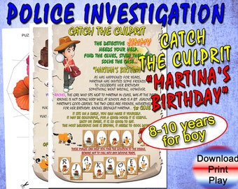 Mystery Games für Kinder, Polizei Fahndung, Schatzsuche, Geburtstagsspiele, pdf Schatzsuche, druckbare Polizeifahndung