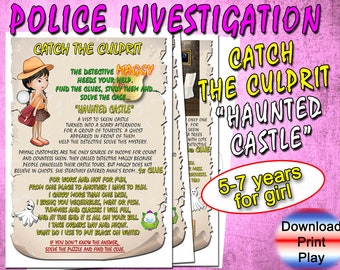 Mystery Games für Kinder, Polizei Untersuchung, Geburtstagsspiele, pdf Schatzsuche, druckbare Polizei Untersuchung