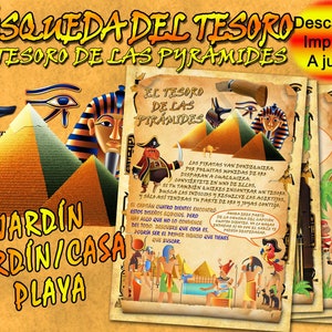 Schatzsuche für Kinder, Schatz der Pyramiden, Rätsel zum Ausdrucken, Geburtstagsspiele, PDF-Schatzsuche