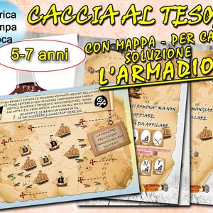 Búsqueda del tesoro con solución de mapa versión de armario niños de 5 a 7 años, búsqueda del tesoro para imprimir, acertijos para niños, PDF