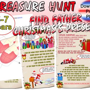 Find father christmas&#39;s present 5-7 years, treasure hunt Kids, christmas games, pdf treasure hunt