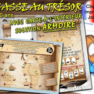 Chasse au Trésor avec Carte pour enfants, Solution Armoire,  version 8-10 ans, Devinettes à imprimer, jeux pour fêtes, PDF énigmes
