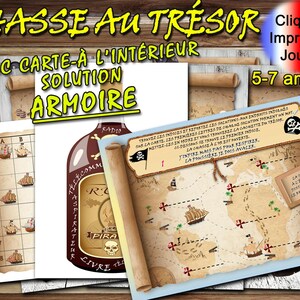 Chasse au Trésor avec Carte pour enfants, Solution Armoire,  version 5-7 ans, Devinettes à imprimer, jeux pour fêtes, PDF énigmes